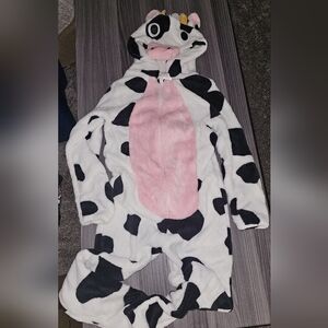Kids 7-8 Cow Onesie One Piece Pajam Boys Girls Costume Bedtime